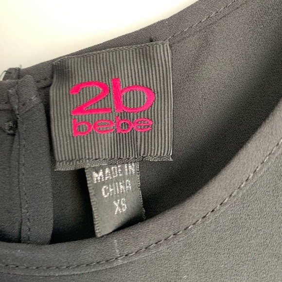 ⭐️  Bebe • Black & White Chiffon Studded Open Back Top - Picture 3 of 5